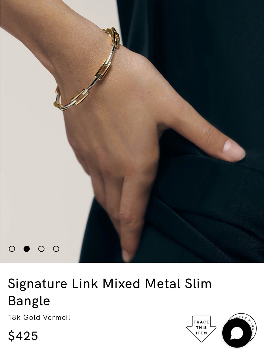 Like New Signature Link Mixed Metal Slim Bangle - Gold Vermeil & Silver